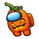 Among Us Halloween hover pointer: jack-o'-lantern