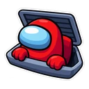 Among Us Impostor cursor: crewmate peeking out of a vent, sticker style