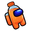 Orange Juice Crewmate cursor: Among Us crewmate as a clear bottle of orange juice with an orange cap and blue visor