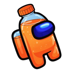 Orange Juice Crewmate cursor: Among Us crewmate as a clear bottle of orange juice with an orange cap and blue visor