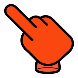 Orange Juice Crewmate hover pointer: orange gloved hand with a thick black outline, index finger pointing up-left