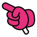 Pink Lollipop Crewmate hover pointer: pink cartoon hand on a white lollipop stick pointing up-left