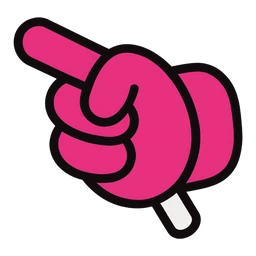 Pink Lollipop Crewmate hover pointer: pink cartoon hand on a white lollipop stick pointing up-left