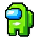 Among Us Pixel cursor: 8-bit lime crewmate in pixel art