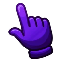 Purple Tanzanite Crewmate hover pointer: glossy purple gloved hand with its index finger pointing straight up