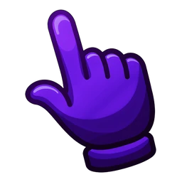 Purple Tanzanite Crewmate hover pointer: glossy purple gloved hand with its index finger pointing straight up