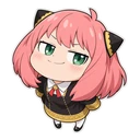 Anya Forger cursor: chibi Anya with her smug "heh" face, sticker style