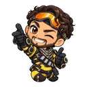 Apex Mirage cursor: chibi Mirage mid-wink, sticker style
