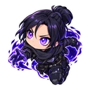 Apex Wraith cursor: chibi Wraith with a void glow, sticker style
