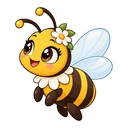 Bee Blossom cursor: friendly round bee, sticker style