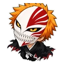 Bleach Hollow Mask cursor: Ichigo's Hollow mask, sticker style