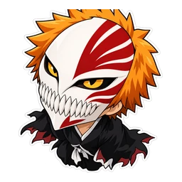 Bleach Hollow Mask cursor: Ichigo's Hollow mask, sticker style