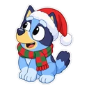 Bluey Christmas cursor: Bluey in a Christmas hat, sticker style