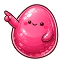 Blush Egglet hover pointer: glossy pink egg character smiling and raising one arm to point up-left