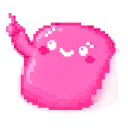 Blush Puff Marshmallow hover pointer: the same pink pixel marshmallow lifting a small arm to point up-left