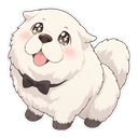 Bond Forger cursor: fluffy white Bond the dog, sticker style