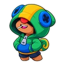 Brawl Stars Leon cursor: Leon in his green hood, sticker style