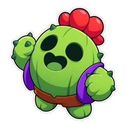 Brawl Stars Spike cursor: chibi Spike the cactus, sticker style