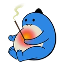 Capoo Zen Cursor cursor: blue Bugcat Capoo sitting with a smoking incense stick and a glowing orange belly