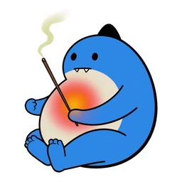 Capoo Zen Cursor cursor: blue Bugcat Capoo sitting with a smoking incense stick and a glowing orange belly