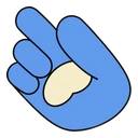 Capoo Zen Cursor hover pointer: blue Capoo paw with a cream pad and one finger pointing up-left