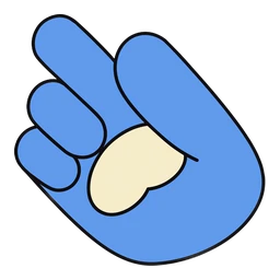 Capoo Zen Cursor hover pointer: blue Capoo paw with a cream pad and one finger pointing up-left