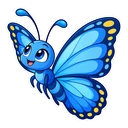 Butterfly Garden cursor: blue butterfly, sticker style
