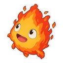 Calcifer cursor: Calcifer the fire demon, sticker style