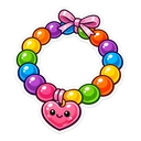 Candy Necklace Buddy cursor: loop of glossy rainbow candy beads with a pink bow and a smiling pink heart charm