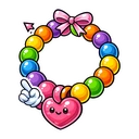 Candy Necklace Buddy hover pointer: the same rainbow bead necklace with a heart charm and a white gloved hand pointing up