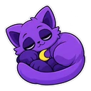 CatNap cursor: chibi CatNap curled up and sleepy, sticker style