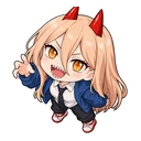 Chainsaw Man Power cursor: chibi Power with red horns, sticker style