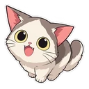 Chainsaw Man Power hover pointer: Meowy the cat pointing up-left