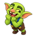 Clash Royale Goblin cursor: a giggling Goblin, sticker style