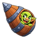 Clash Royale Goblin hover pointer: a Goblin Barrel pointing up-left
