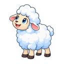 Cloud Sheep cursor: fluffy sheep, sticker style
