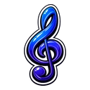 Cobalt Treble Clef cursor: glossy 3D treble clef in cobalt blue and indigo with a pale sticker outline