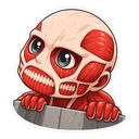 Colossal Titan cursor: a chibi Colossal Titan peeking over a wall, sticker style