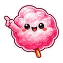 Coral Cotton Fluff hover pointer: the same pink candyfloss puff with a small arm pointing up-left