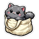 Cozy Kitten Duo cursor: fluffy dark grey kitten with pink cheeks peeking out of a cream canvas tote bag