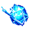 Azure Crystal Sprite hover pointer: the same blue pixel art crystal reaching a thin pixel arm out to point up-left