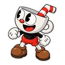 Cuphead cursor: chibi Cuphead with his straw, sticker style