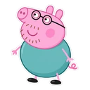 Daddy Pig cursor: Daddy Pig with his glasses, sticker style