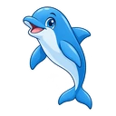 Dolphin Wave cursor: friendly dolphin, sticker style