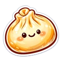 Dumpling Buddy cursor: plump golden dumpling with a pleated top, a small smile and orange cheeks, sticker style