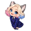 Enid Sinclair cursor: chibi Enid with wolf ears, sticker style