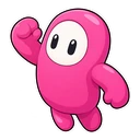 Fall Guys Bean cursor: a classic pink jelly-bean Fall Guy, sticker style