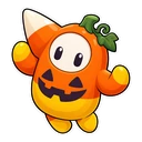 Fall Guys Halloween hover pointer: a candy pumpkin pointing up-left
