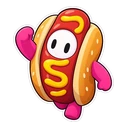 Fall Guys Hot Dog cursor: a Fall Guy in a hot-dog costume, sticker style