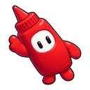 Fall Guys Hot Dog hover pointer: a ketchup bottle pointing up-left